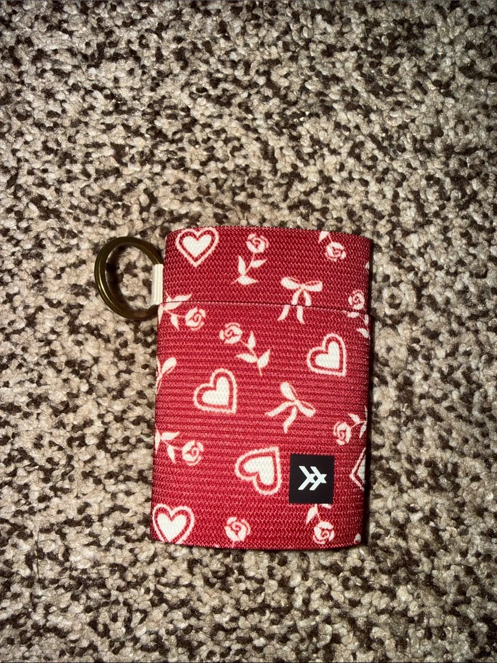 Red Heart-Print Card Holder Keyring - Thread Wallets brand